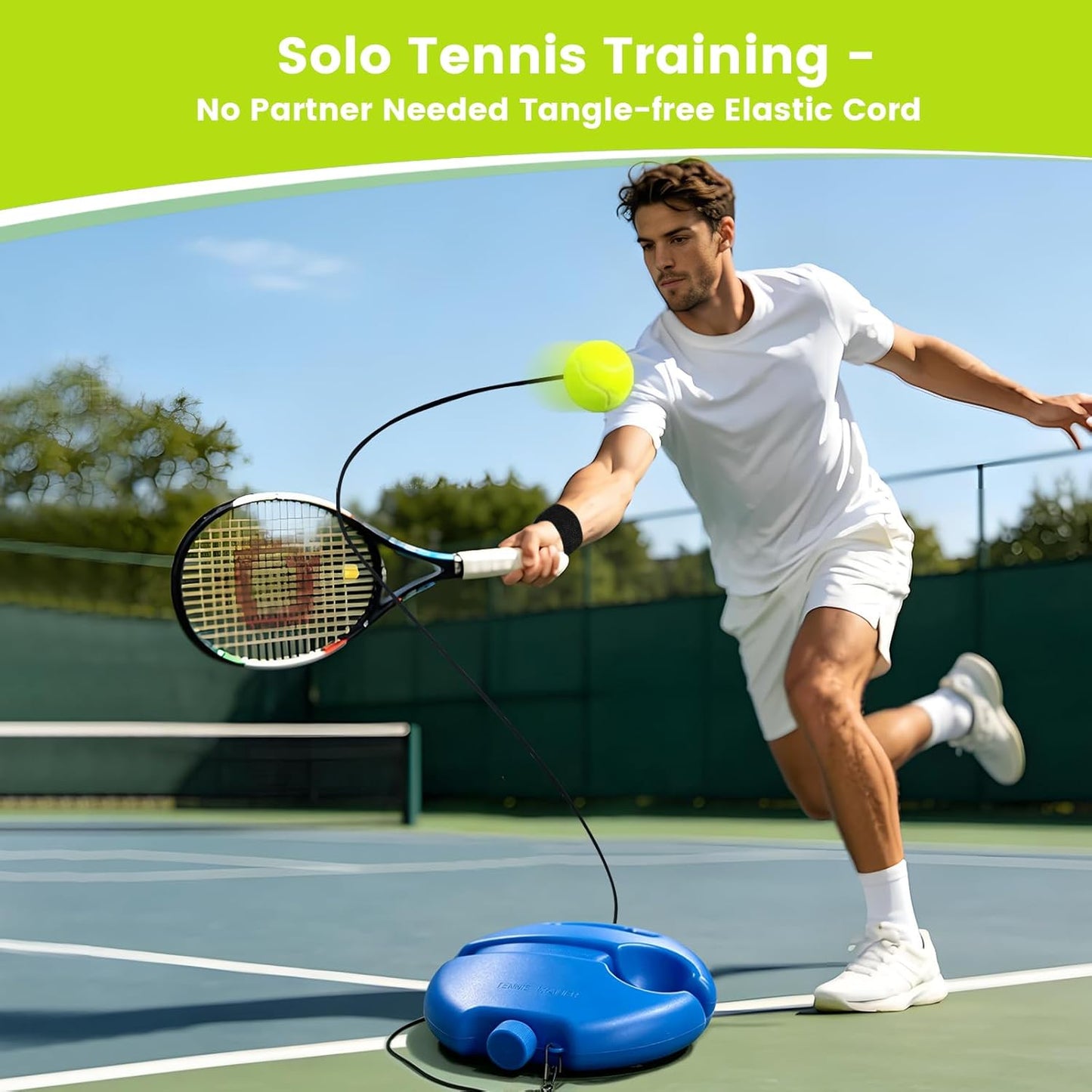 Portable single-person tennis trainer