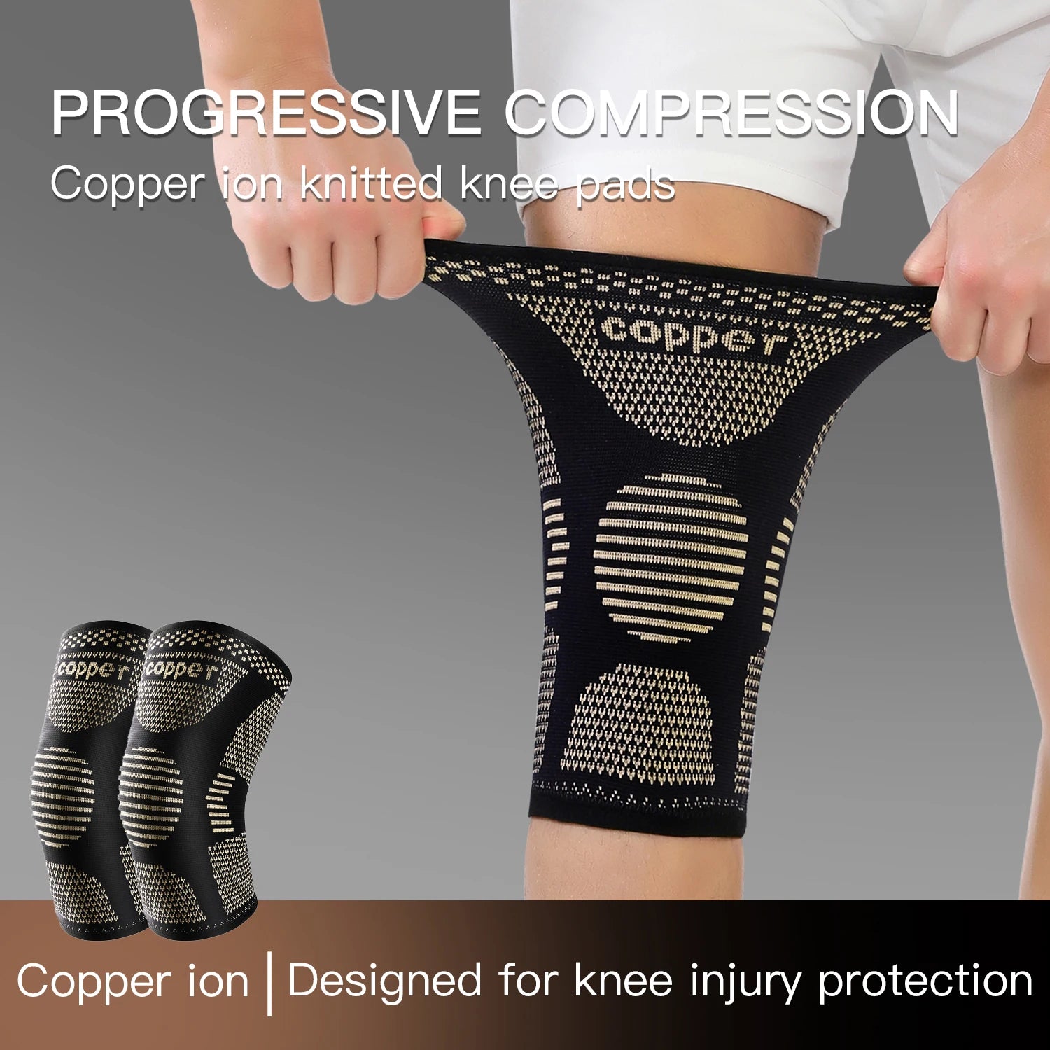 All-around flexible and comfortable copper knee brace
