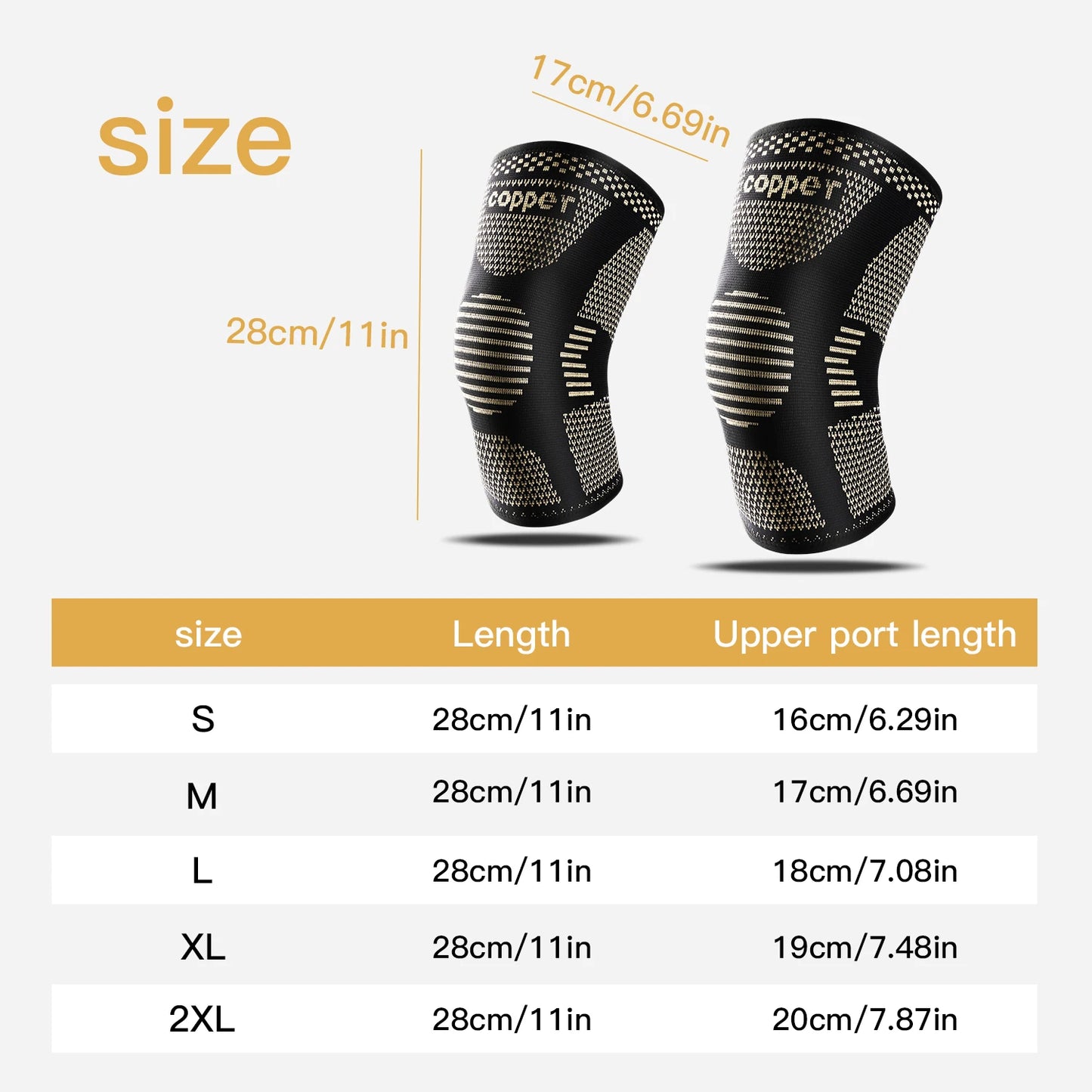 All-around flexible and comfortable copper knee brace