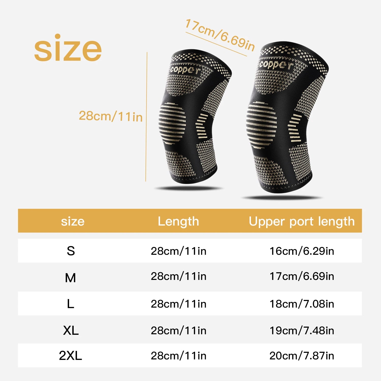 All-around flexible and comfortable copper knee brace