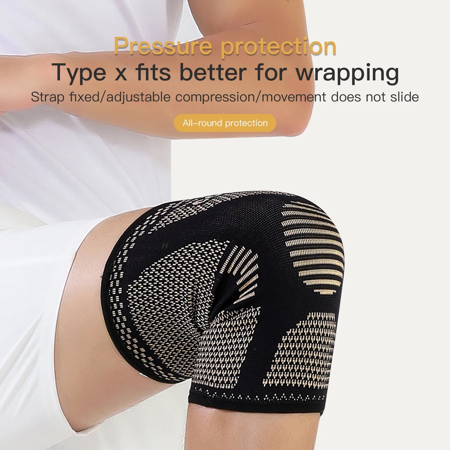 All-around flexible and comfortable copper knee brace