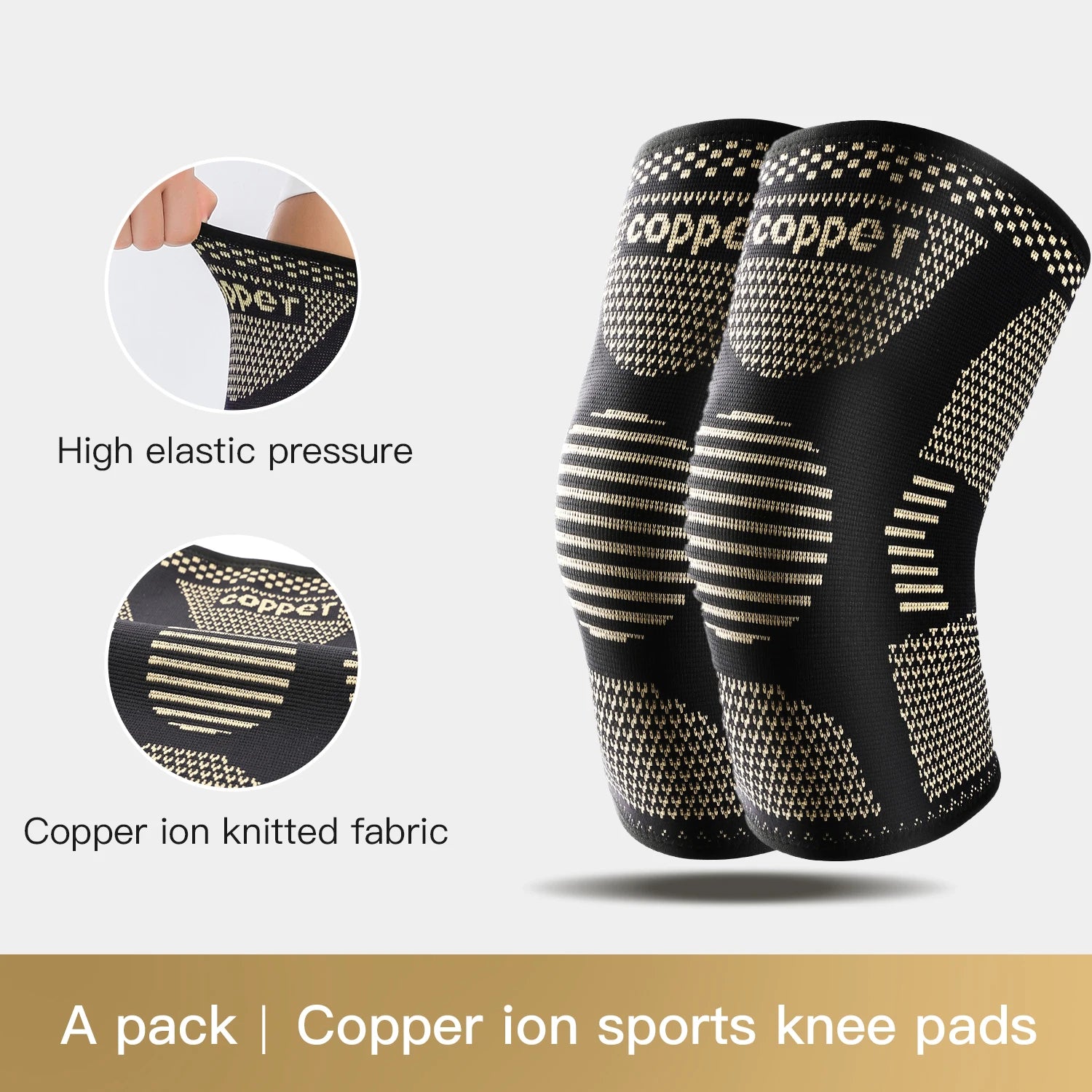 All-around flexible and comfortable copper knee brace