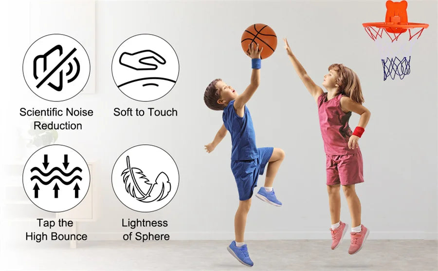 Silent basketball and hoop combination
