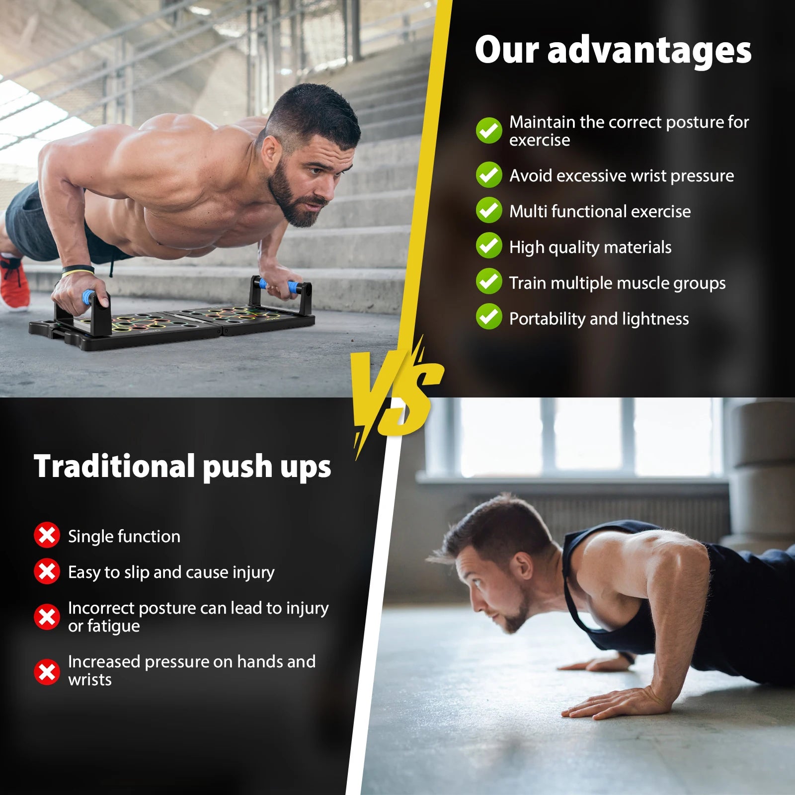 14-in-1 Portable Multifunctional Push-up Board (with Resistance Band)