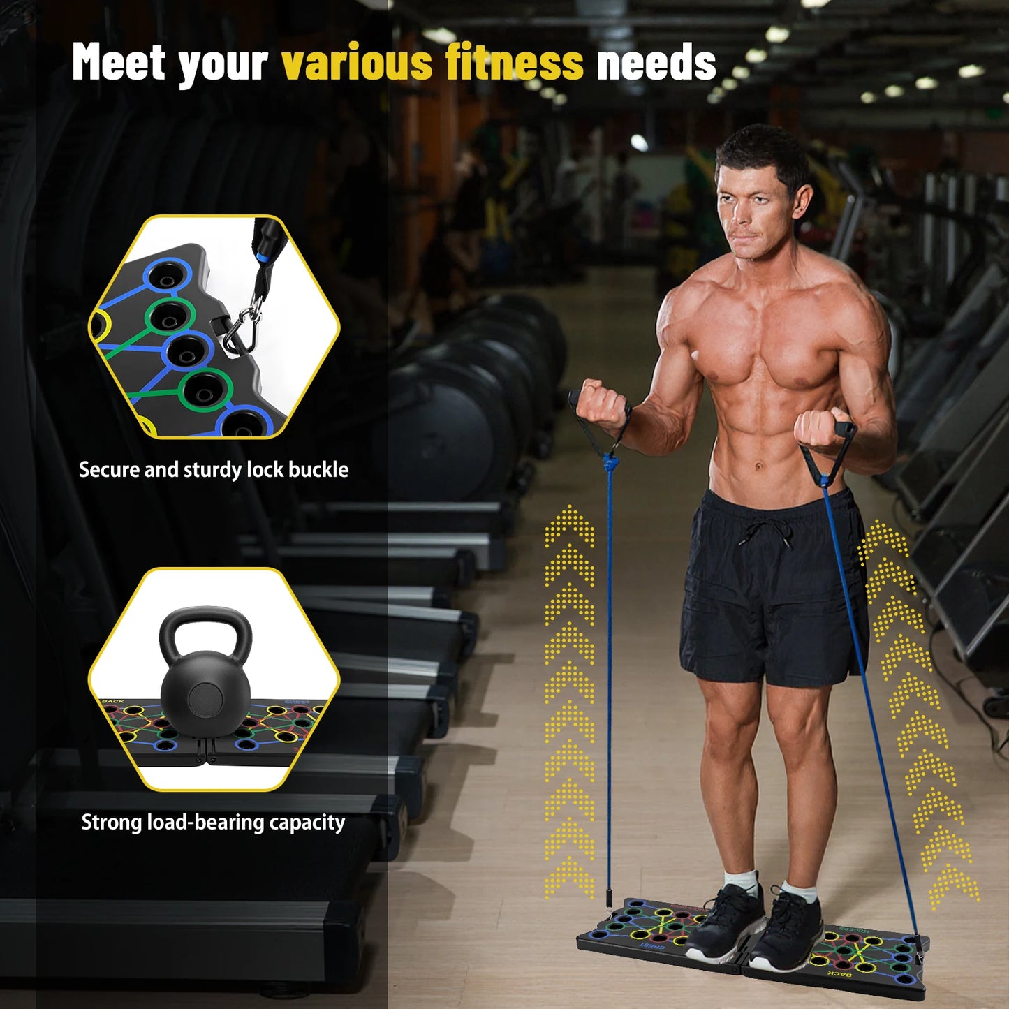 14-in-1 Portable Multifunctional Push-up Board (with Resistance Band)