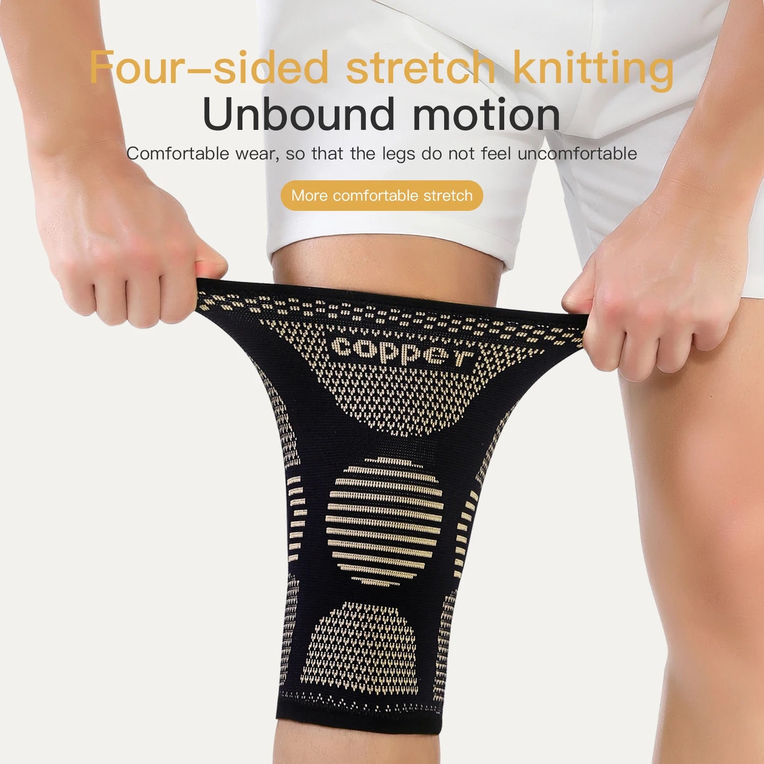 All-around flexible and comfortable copper knee brace